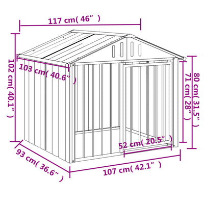 Hundehütte Mit Dach Schwarz 117X103X102 Cm Verzinkter Stahl