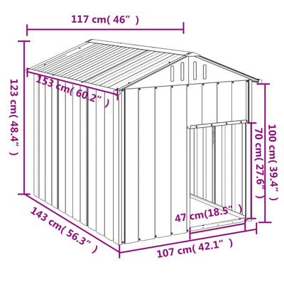 Hundehütte Mit Dach Anthrazit 117X153X123Cm Verzinkter Stahl