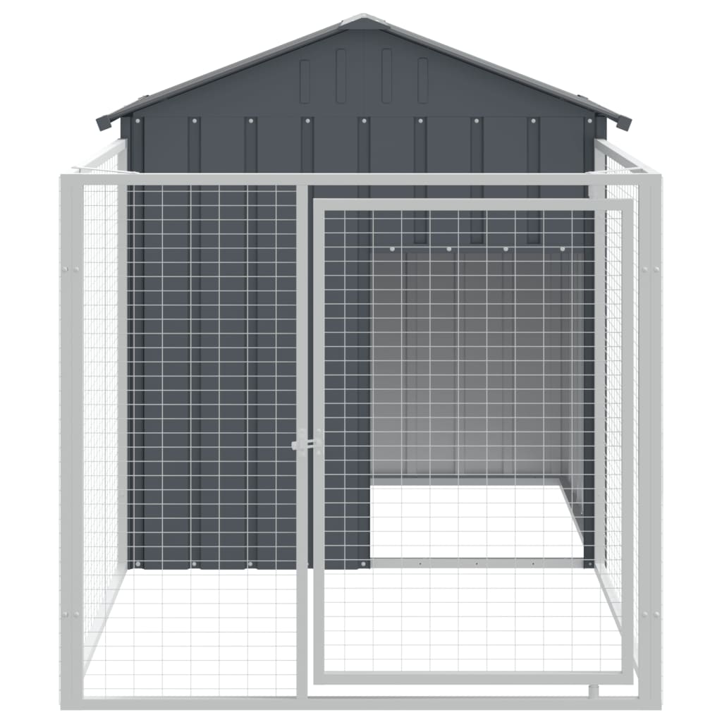 Hundehütte Mit Auslauf 117X201X123Cm Verzinkter Stahl