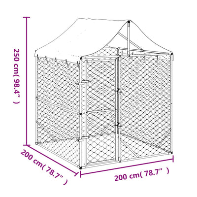 Outdoor-Hundezwinger Mit Dach Silber 2X2X2,5 M Verzinkter Stahl