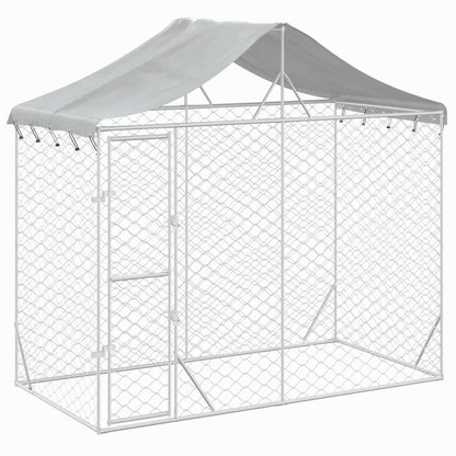 Outdoor-Hundezwinger Mit Dach Silber 3X1,5X2,5M Stahl Verzinkt