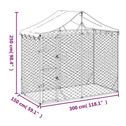 Outdoor-Hundezwinger Mit Dach Silber 3X1,5X2,5M Stahl Verzinkt