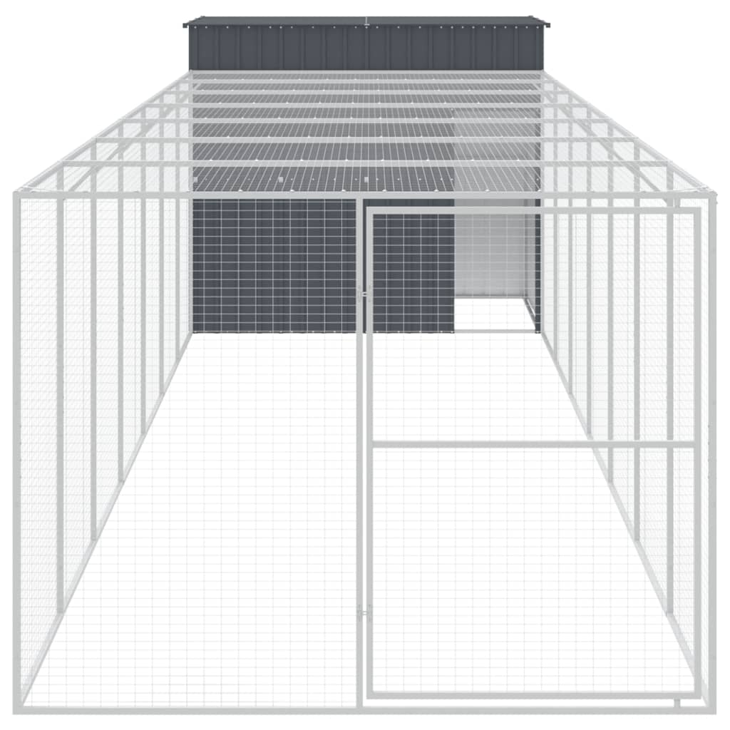 Hundehütte Mit Auslauf 214X865X181Cm Verzinkter Stahl