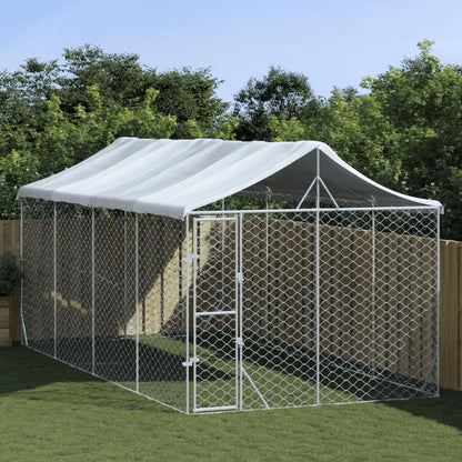 Outdoor-Hundezwinger Mit Dach Silber 3X1,5X2,5M Stahl Verzinkt