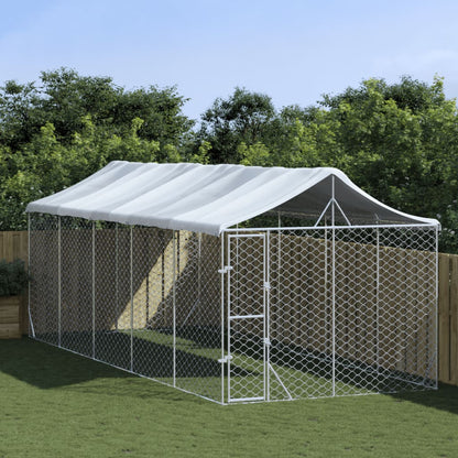 Outdoor-Hundezwinger Mit Dach Silber 3X1,5X2,5M Stahl Verzinkt