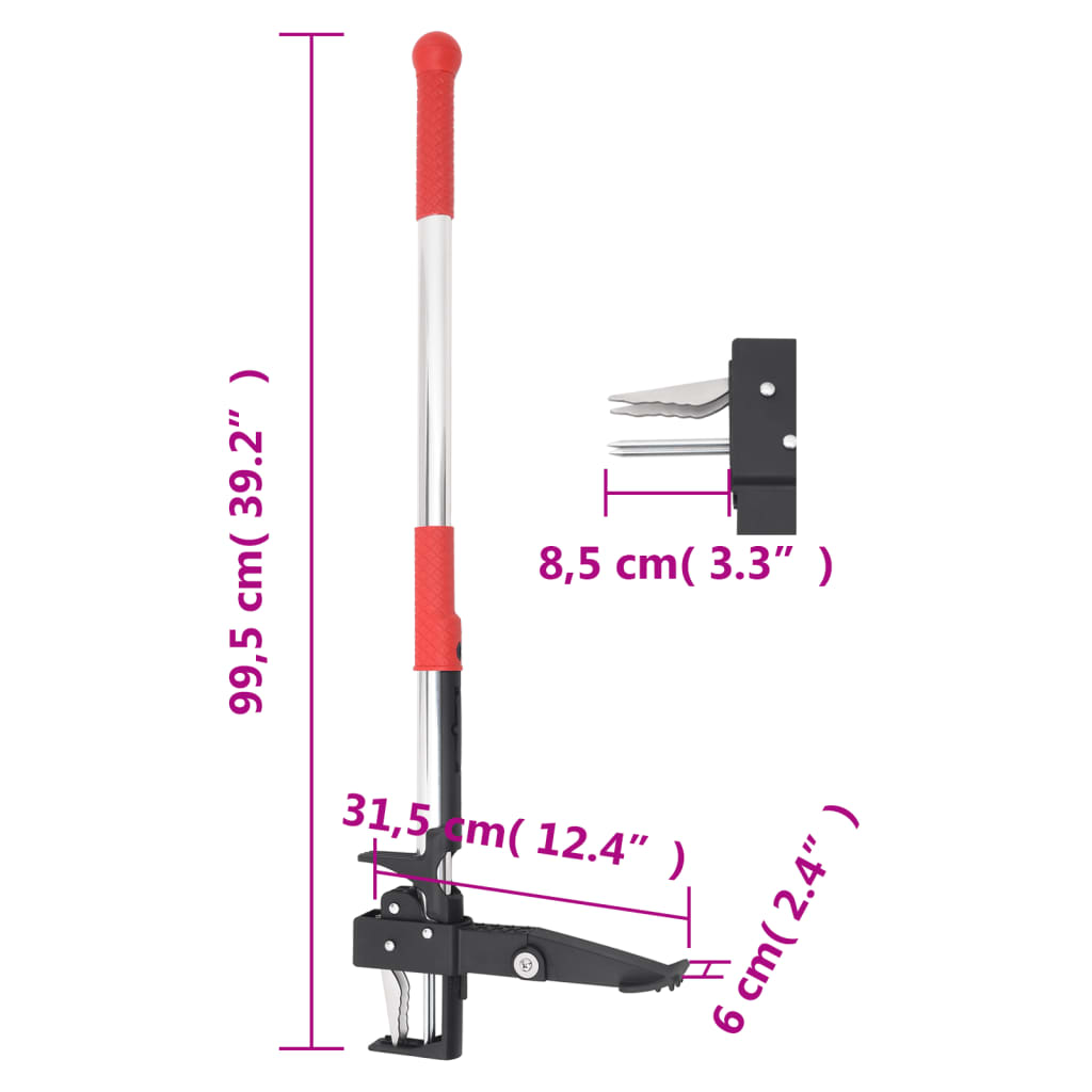 Unkrautstecher Rot Und Silbern 99,5 Cm Eloxiertes Aluminium