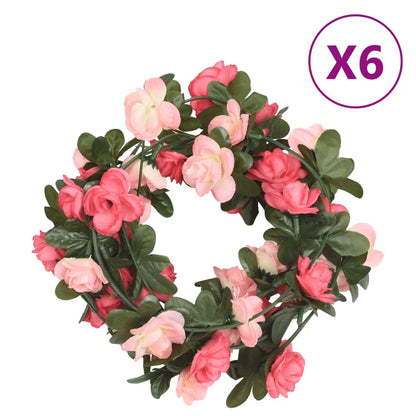 Weihnachtskränze Blumen 6 Stk. Rosarot Champagnerfarben 215 Cm