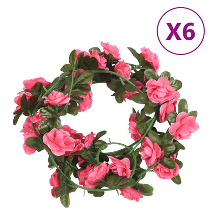 Weihnachtskränze Blumen 6 Stk. Rosarot Champagnerfarben 215 Cm