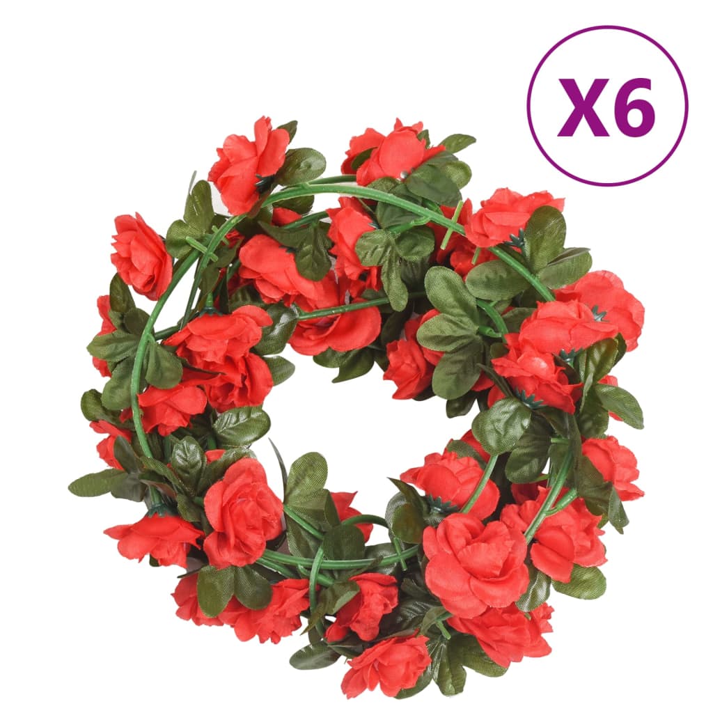 Weihnachtskränze Blumen 6 Stk. Rosarot Champagnerfarben 215 Cm