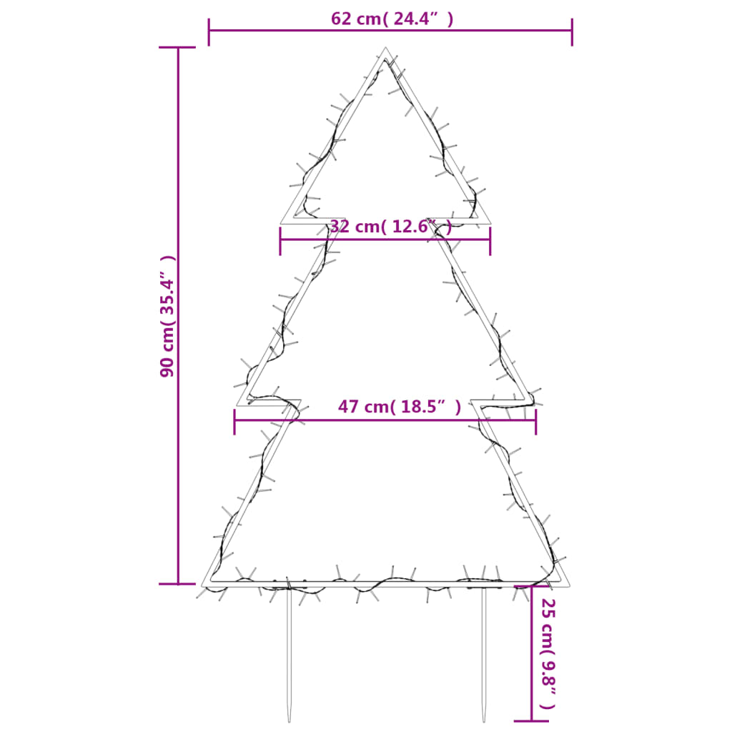 Weihnachtsbaum Mit Erdspießen Und 115 Leds 90 Cm Schwarz