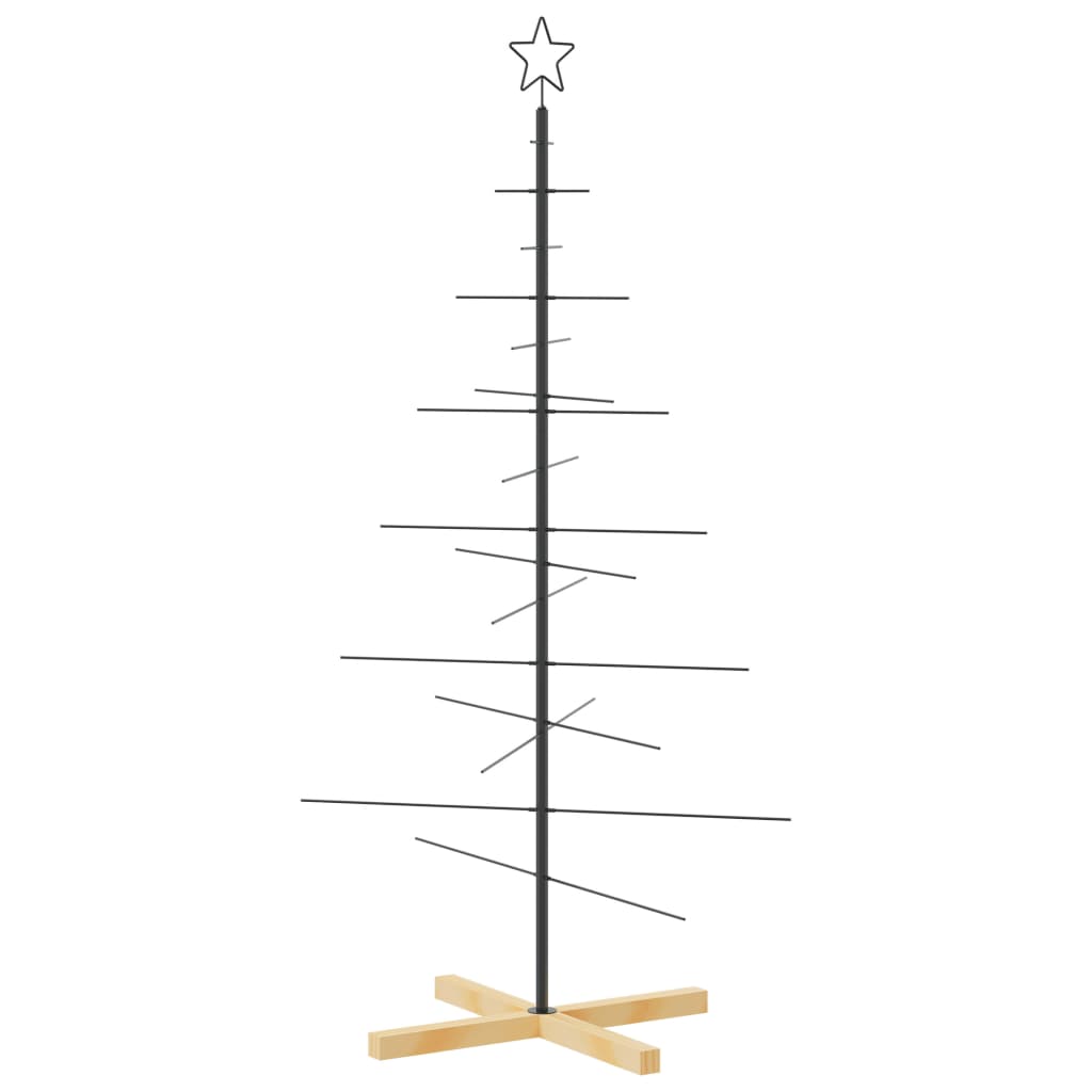 Weihnachtsbaum Metall Mit Holzständer Schwarz