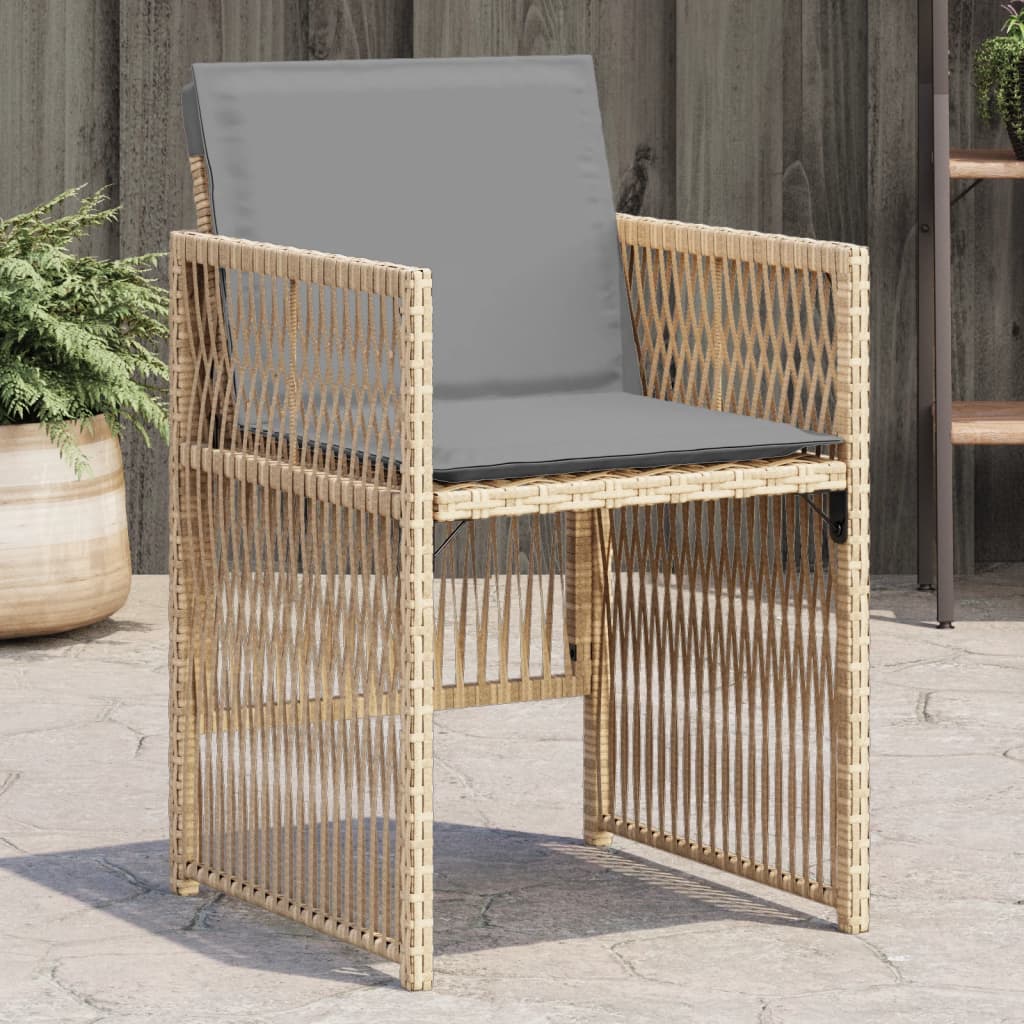 Gartenstühle Mit Kissen 4 Stk. Beigemischung Poly Rattan