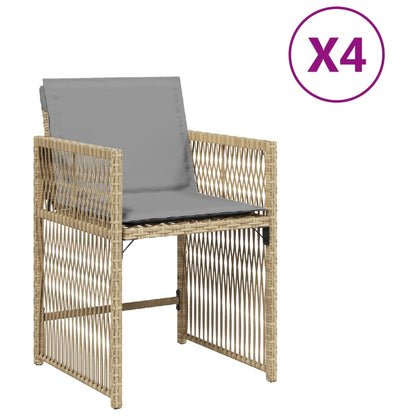 Gartenstühle Mit Kissen 4 Stk. Beigemischung Poly Rattan