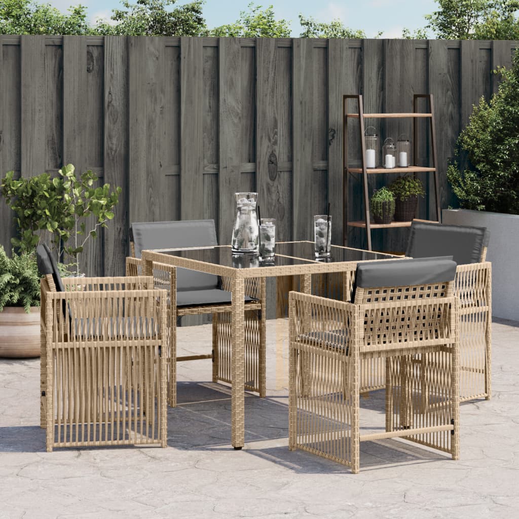 Gartenstühle Mit Kissen 4 Stk. Beigemischung Poly Rattan