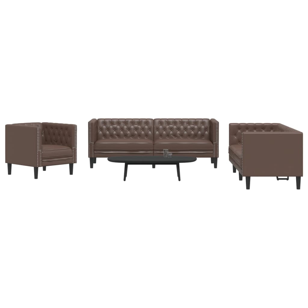 2-Tlg. Chesterfield-Sofa-Set Kunstleder