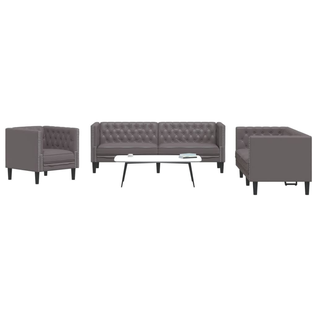 2-Tlg. Chesterfield-Sofa-Set Kunstleder