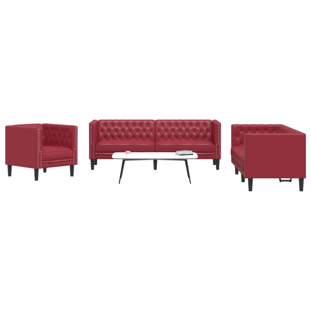 2-Tlg. Chesterfield-Sofa-Set Kunstleder