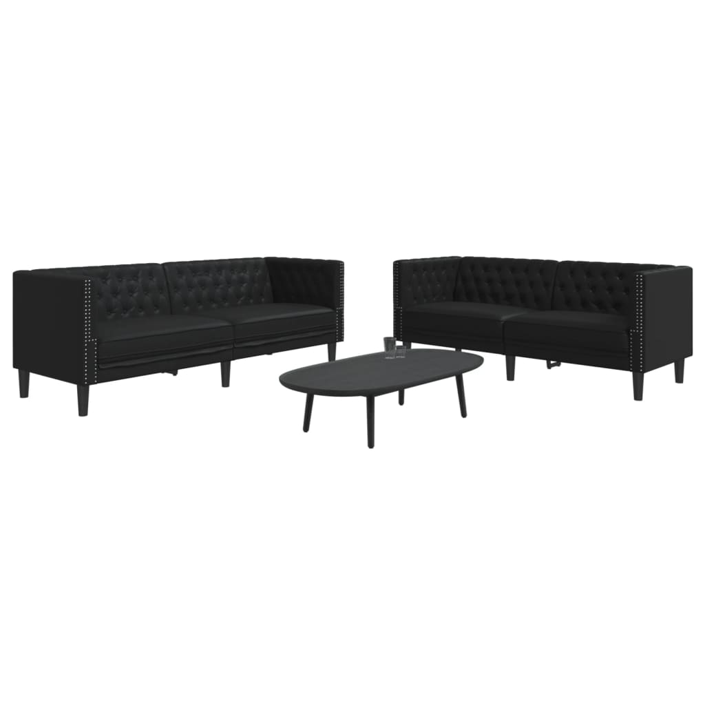 2-Tlg. Chesterfield-Sofa-Set Kunstleder