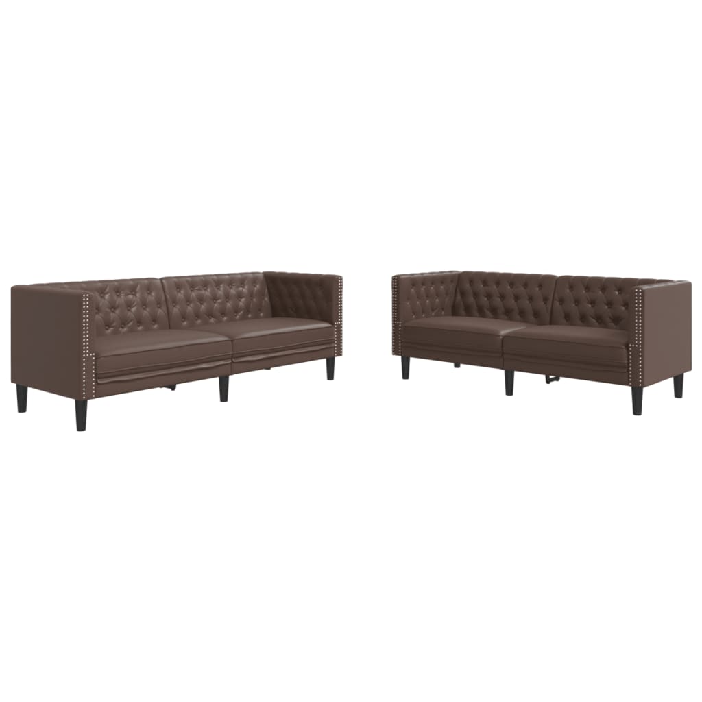 2-Tlg. Chesterfield-Sofa-Set Kunstleder