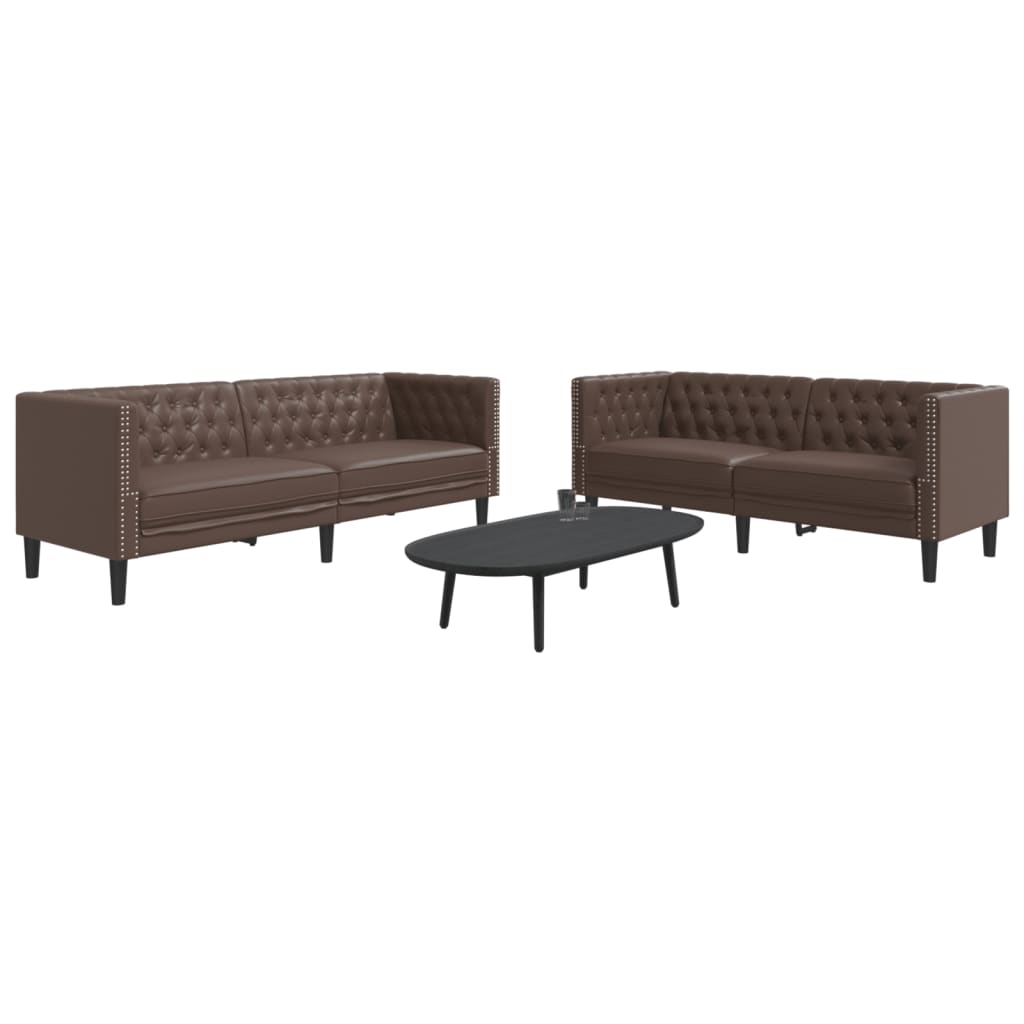 2-Tlg. Chesterfield-Sofa-Set Kunstleder