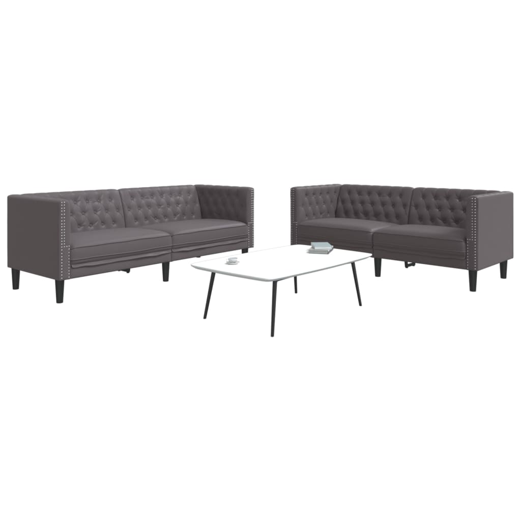 2-Tlg. Chesterfield-Sofa-Set Kunstleder