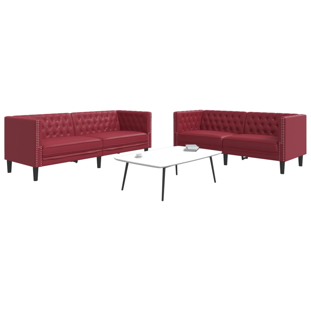 2-Tlg. Chesterfield-Sofa-Set Kunstleder