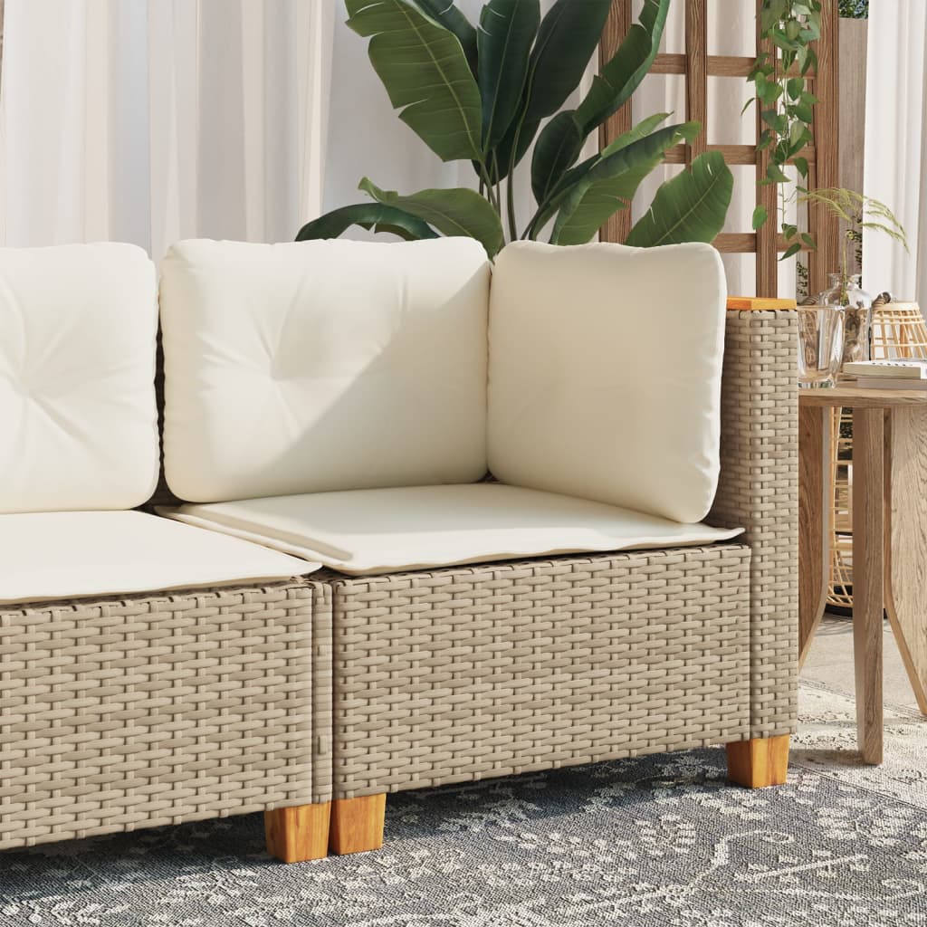 Gartensofa Ohne Armlehnen Mit Kissen Beige Poly Rattan