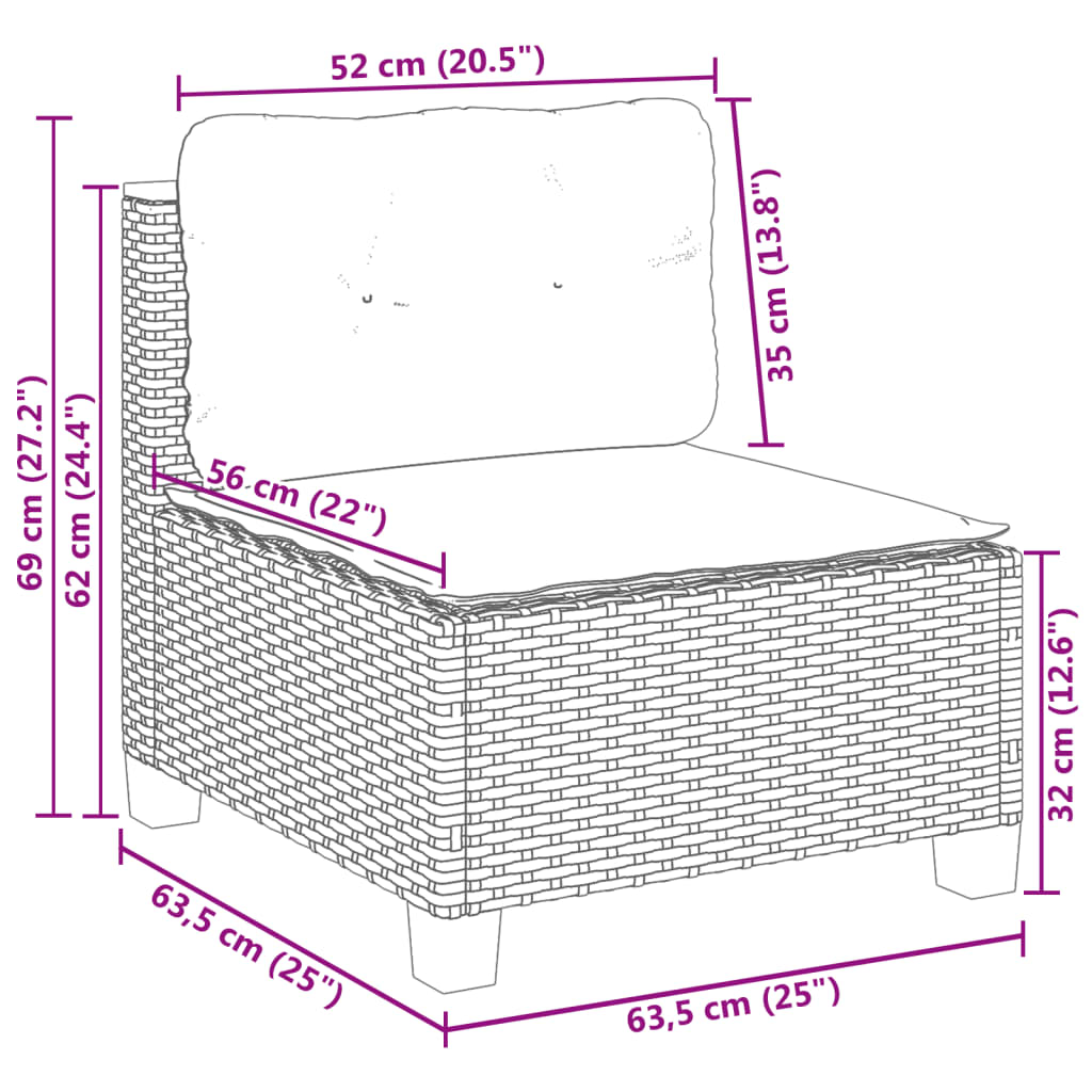 Gartensofa Ohne Armlehnen Mit Kissen Beige Poly Rattan