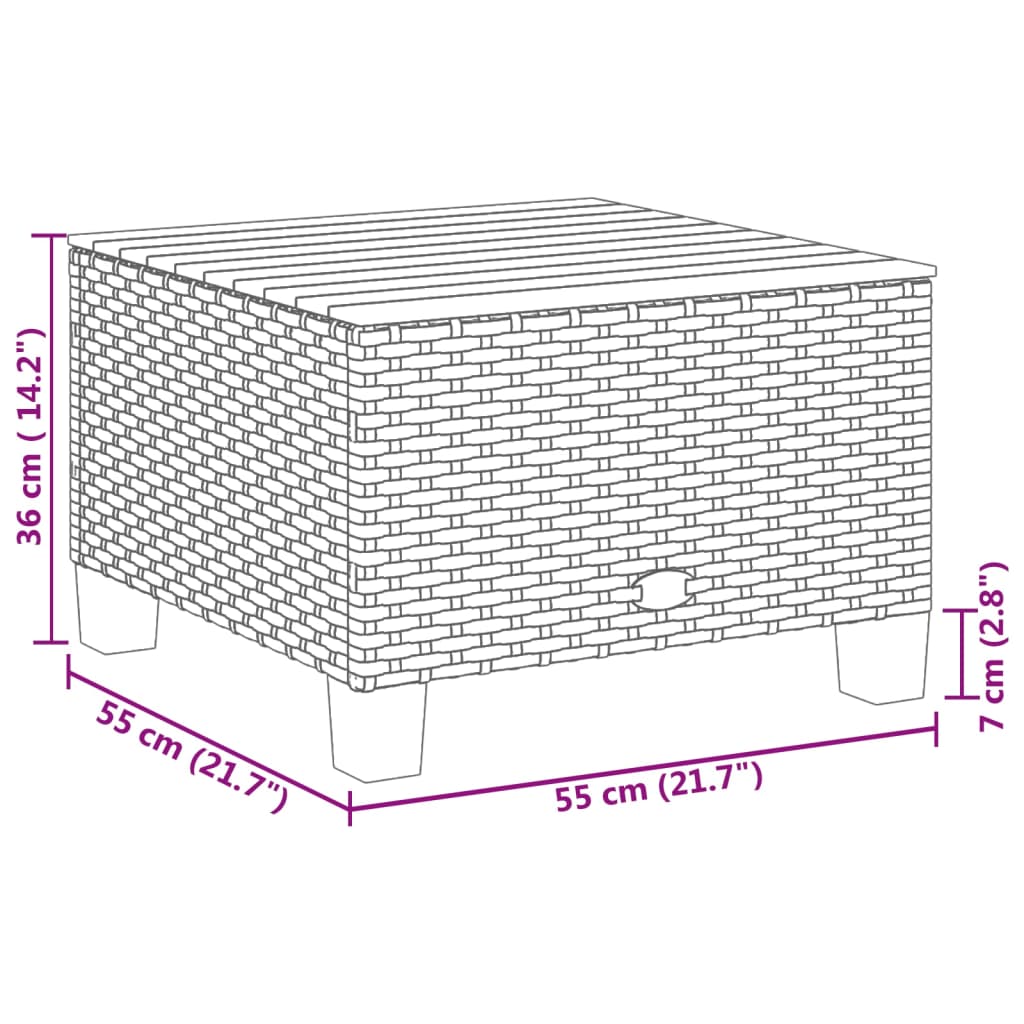 Gartentisch 55X55X36 Cm Poly Rattan Akazienholz