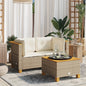 Gartensofa Ohne Armlehnen Mit Kissen Beige Poly Rattan