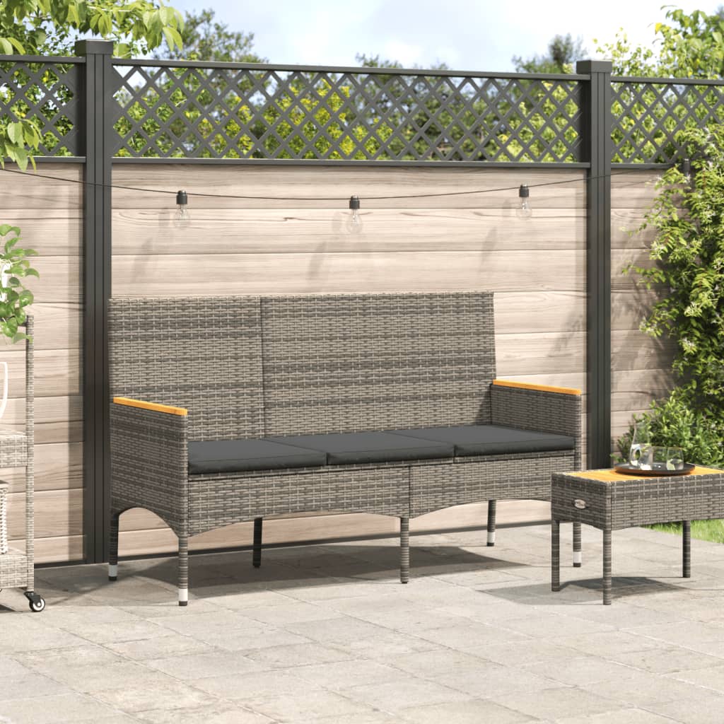 Gartenbank 3-Sitzer Mit Kissen Poly Rattan