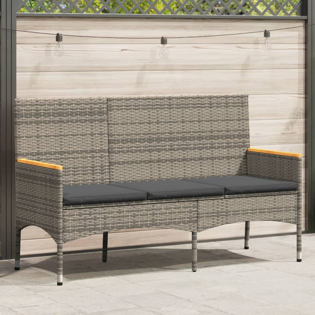 Gartenbank 3-Sitzer Mit Kissen Poly Rattan