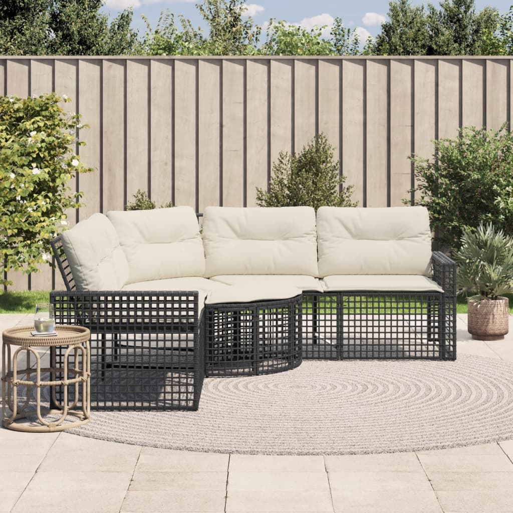 Gartensofa In L-Form Mit Kissen Und Fußbank Poly Rattan