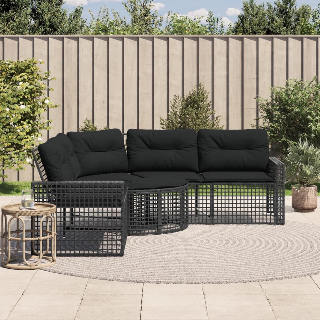 Gartensofa In L-Form Mit Kissen Und Fußbank Poly Rattan