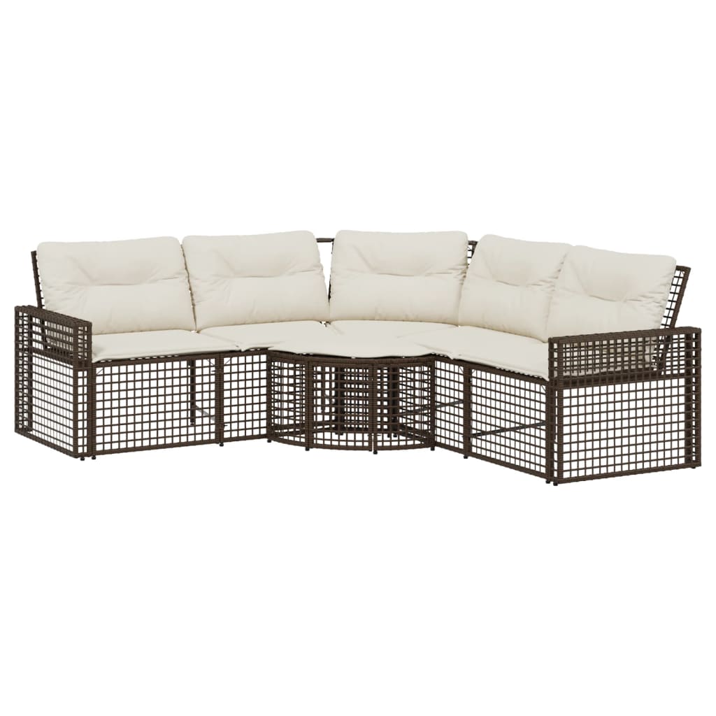 Gartensofa In L-Form Mit Kissen Und Fußbank Poly Rattan