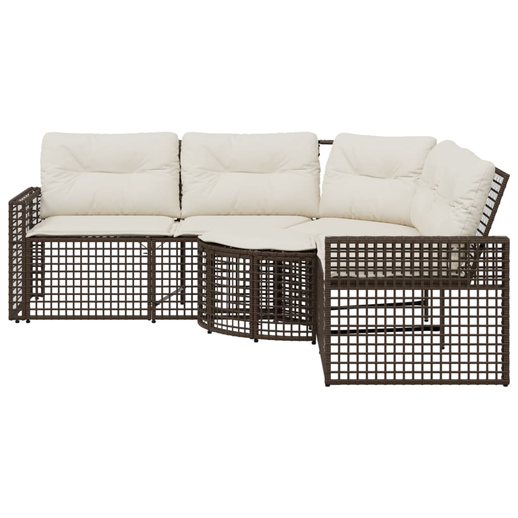 Gartensofa In L-Form Mit Kissen Und Fußbank Poly Rattan