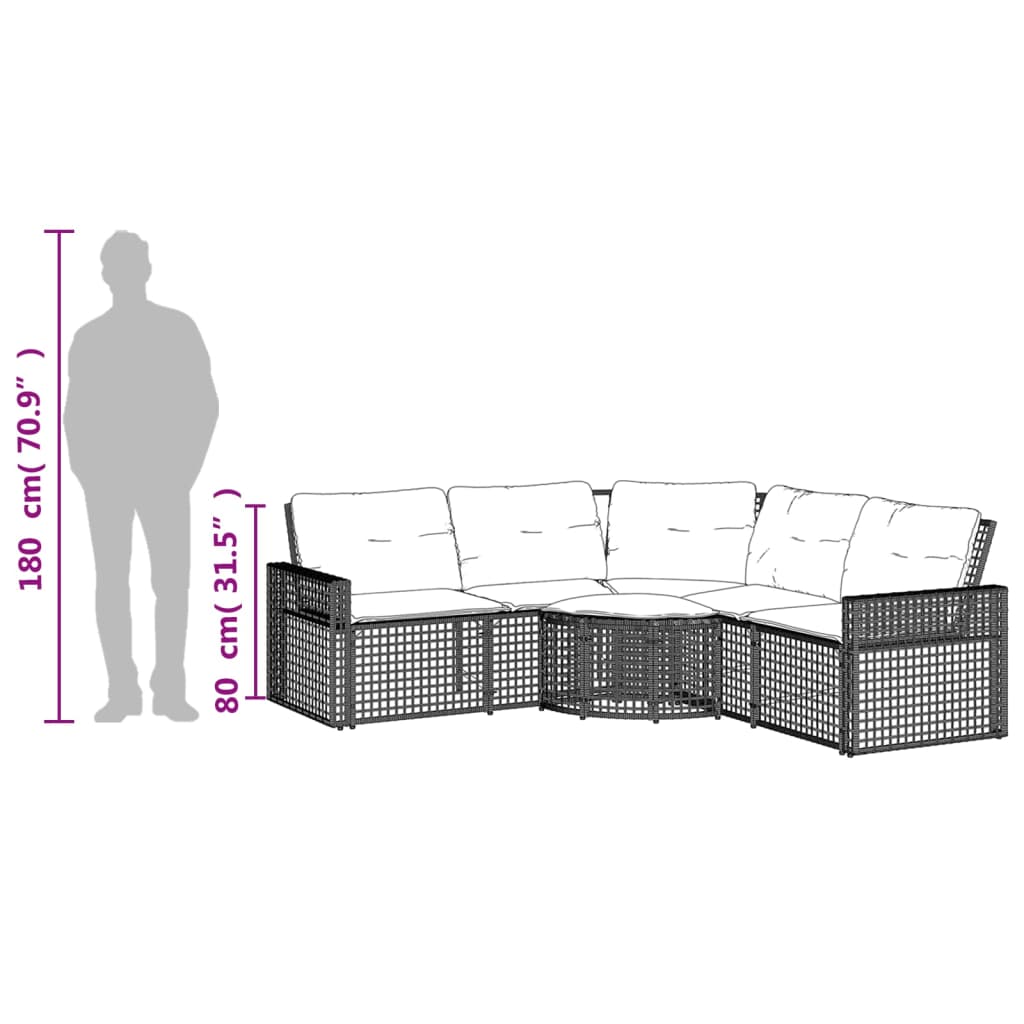 Gartensofa In L-Form Mit Kissen Und Fußbank Poly Rattan