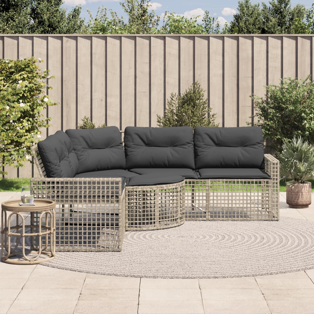 Gartensofa In L-Form Mit Kissen Und Fußbank Poly Rattan