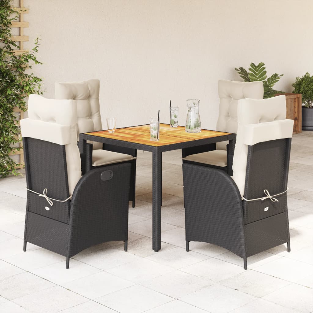 5-Tlg. Garten-Essgruppe Mit Kissen Poly Rattan