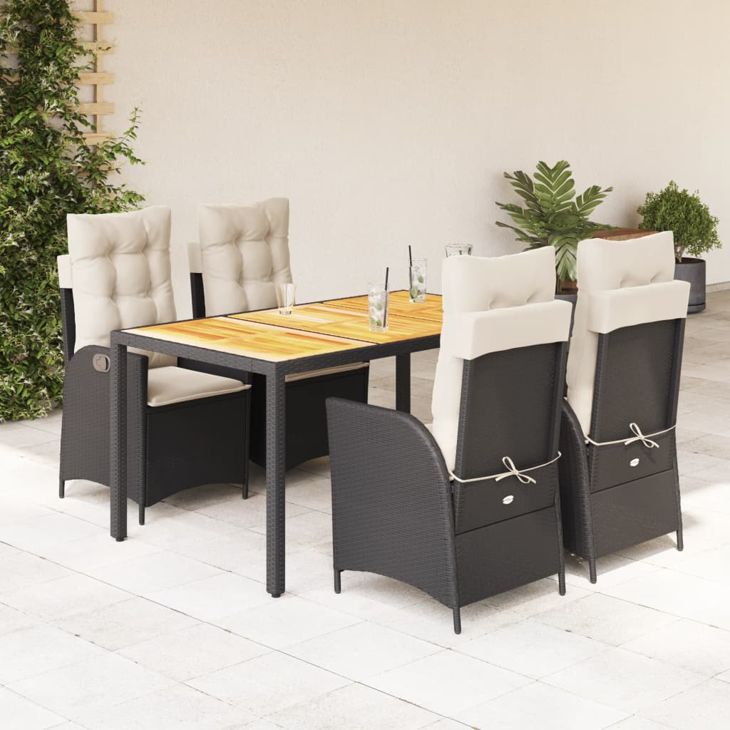 5-Tlg. Garten-Essgruppe Mit Kissen Poly Rattan