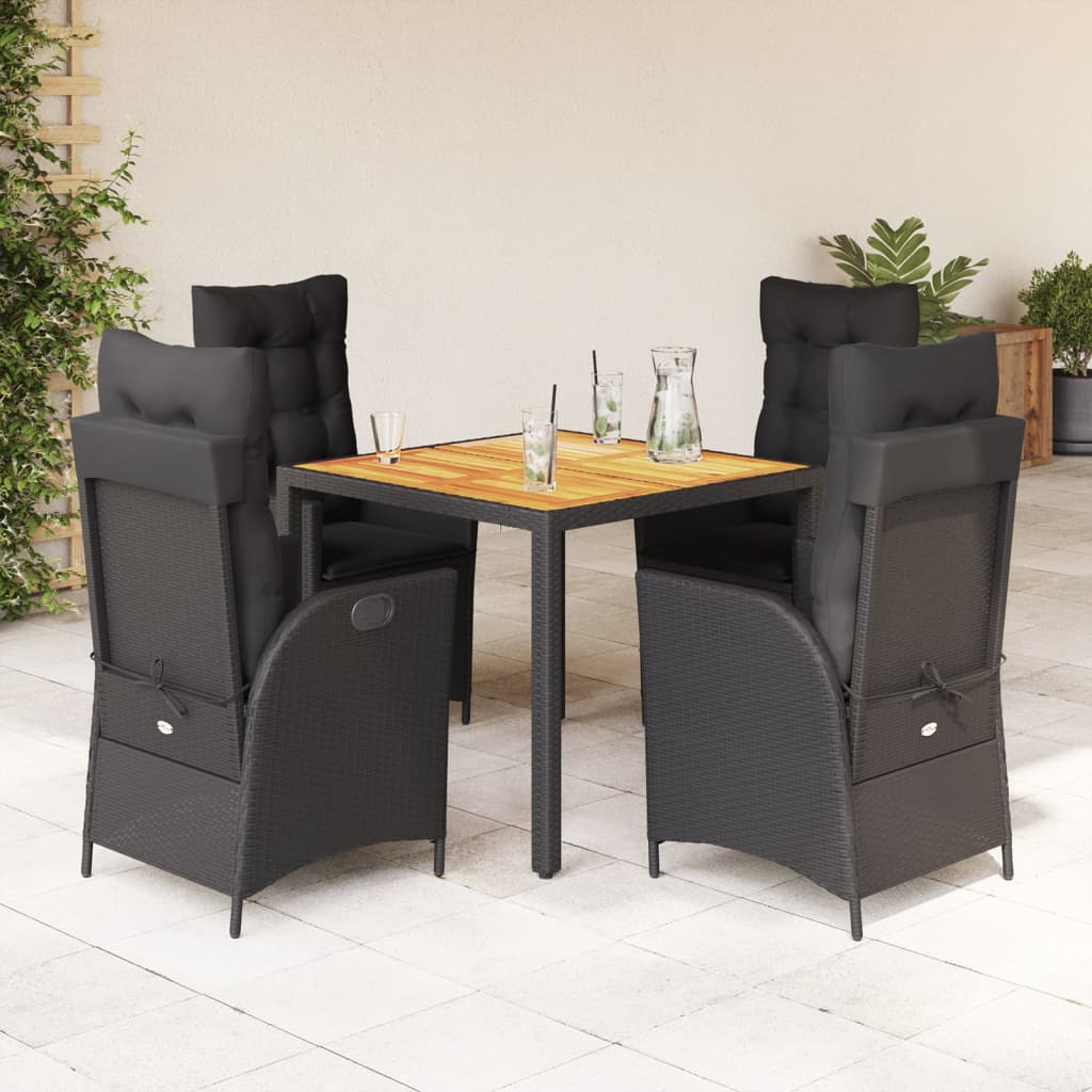 5-Tlg. Garten-Essgruppe Mit Kissen Poly Rattan