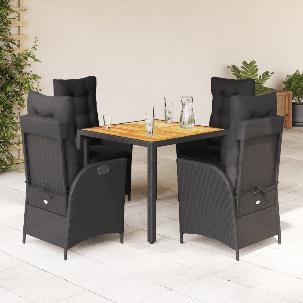 5-Tlg. Garten-Essgruppe Mit Kissen Poly Rattan