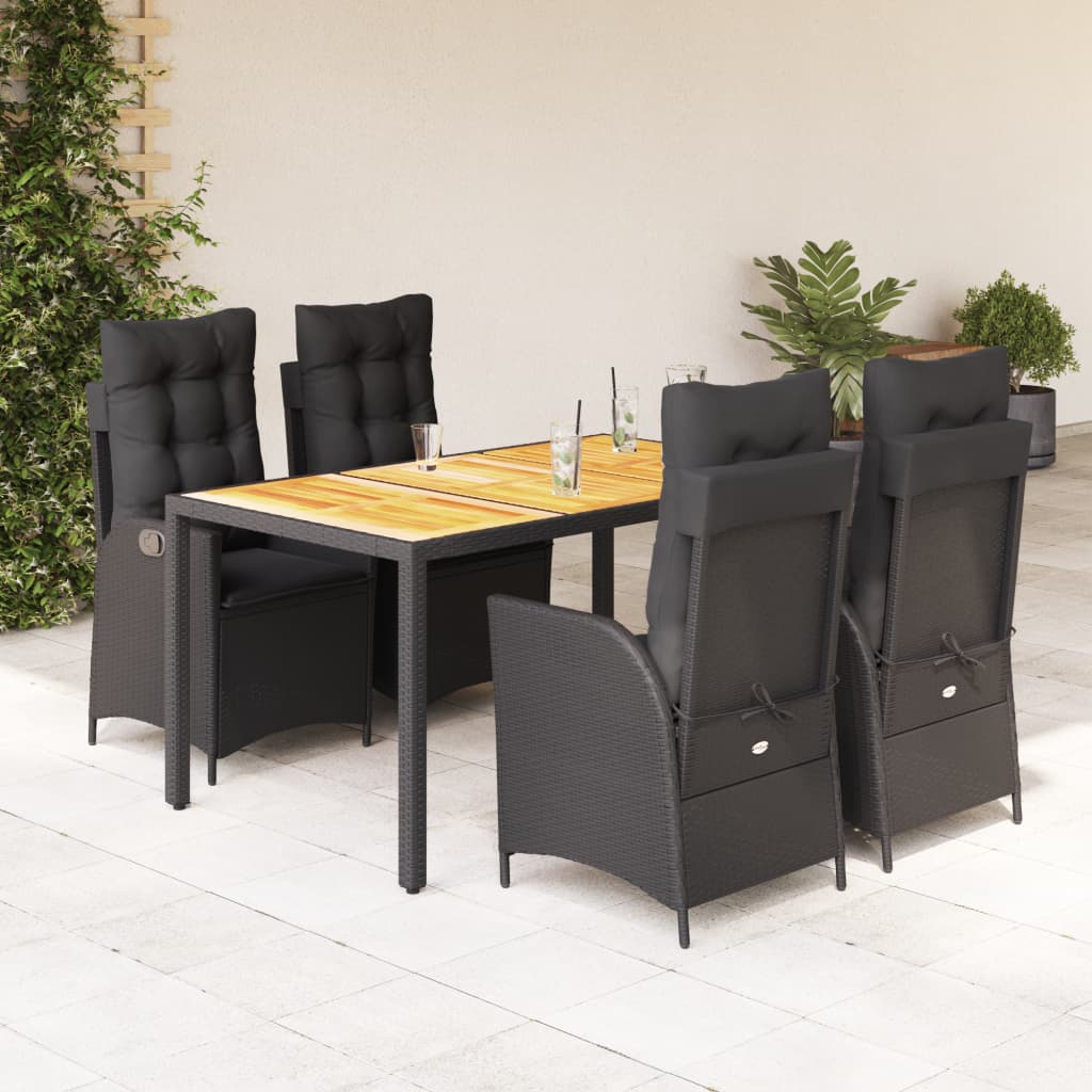 5-Tlg. Garten-Essgruppe Mit Kissen Poly Rattan