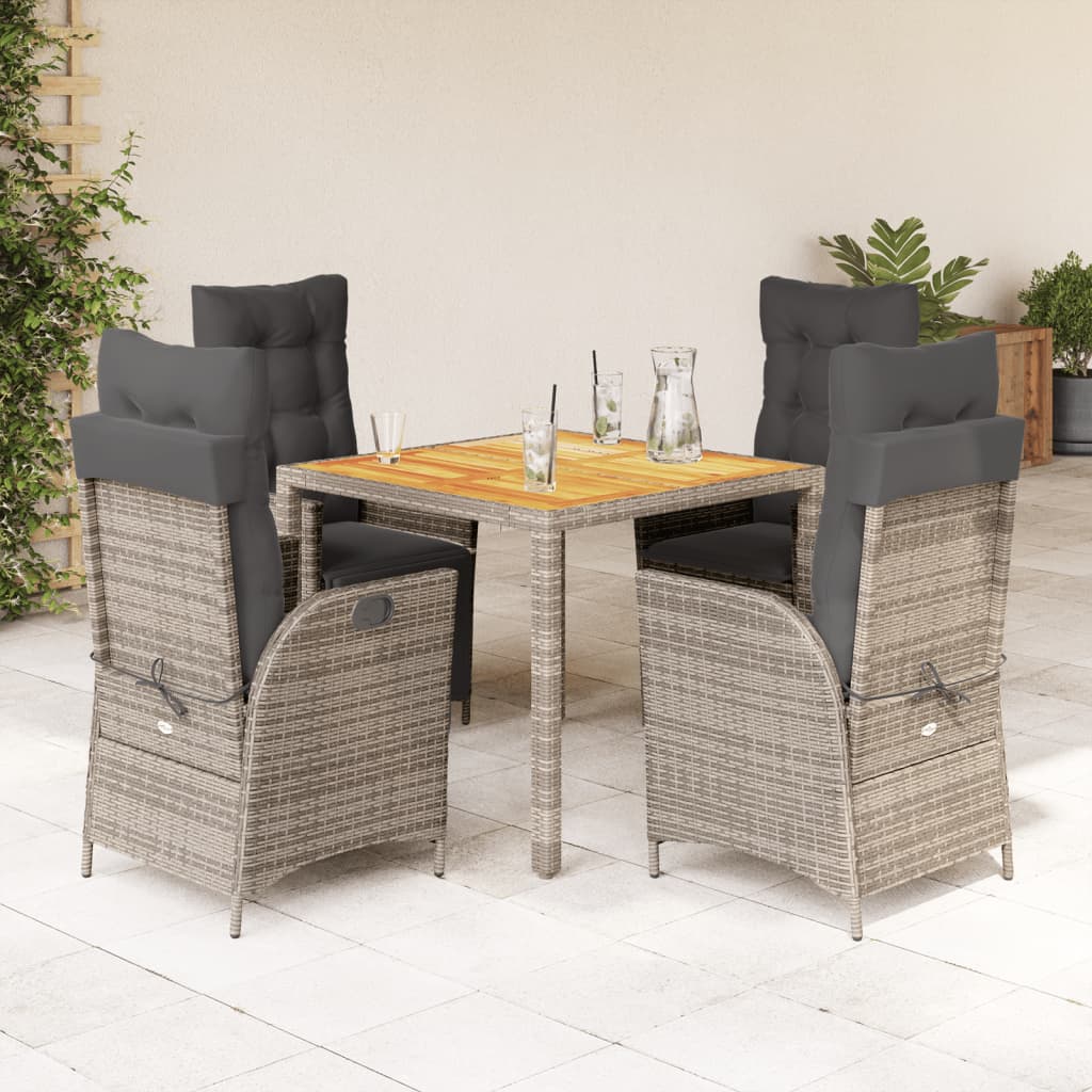 5-Tlg. Garten-Essgruppe Mit Kissen Poly Rattan