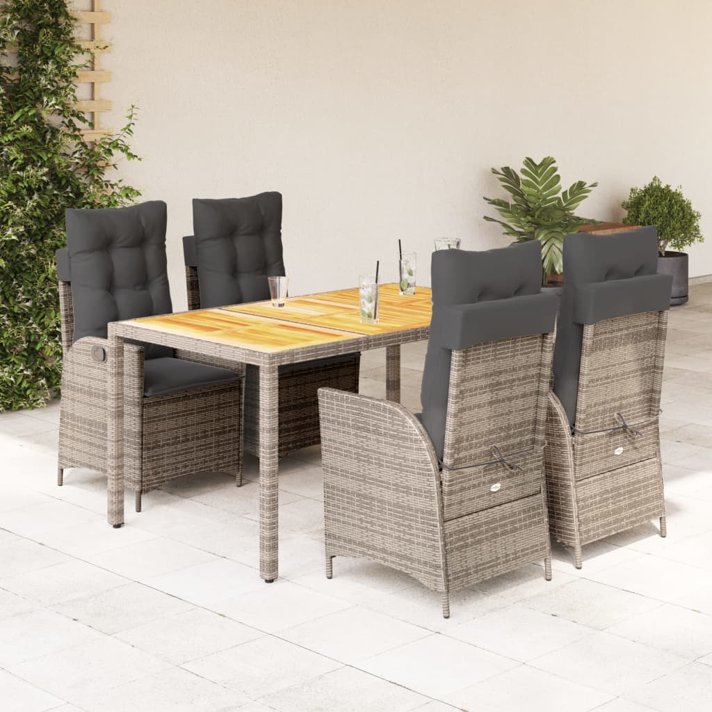 5-Tlg. Garten-Essgruppe Mit Kissen Poly Rattan