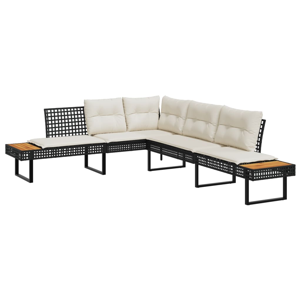 Gartensofa In L-Form Mit Kissen Poly Rattan Und Akazie