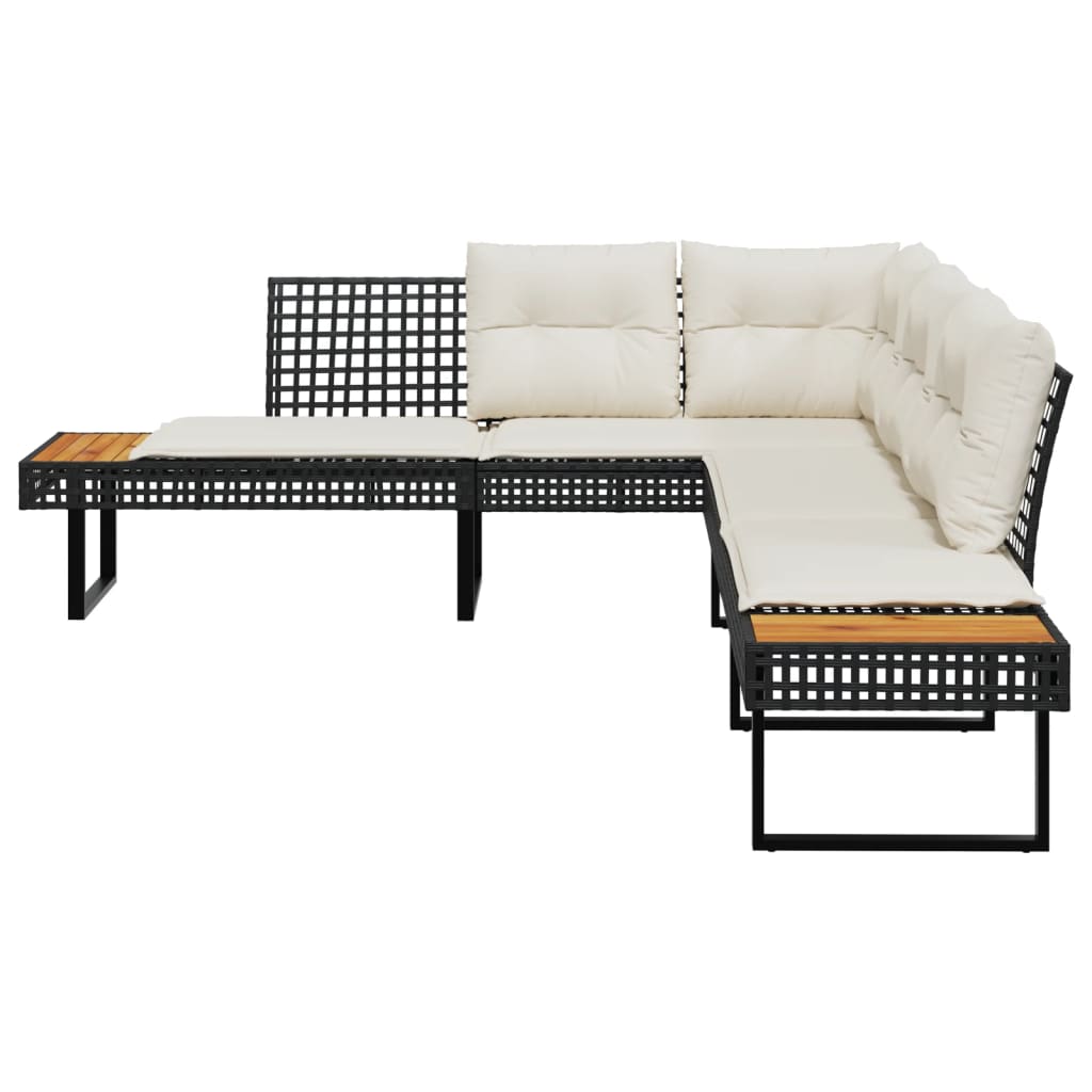 Gartensofa In L-Form Mit Kissen Poly Rattan Und Akazie