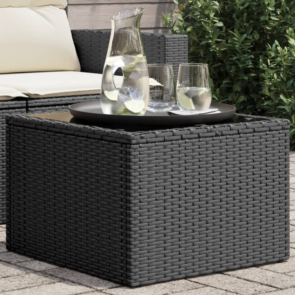 Gartentisch Mit Glasplatte 55X55X37 Cm Poly Rattan