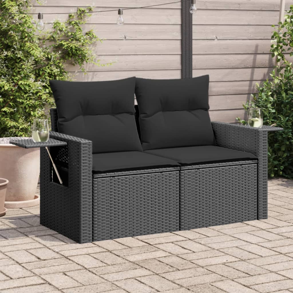 Gartensofa Mit Kissen 2-Sitzer Poly Rattan