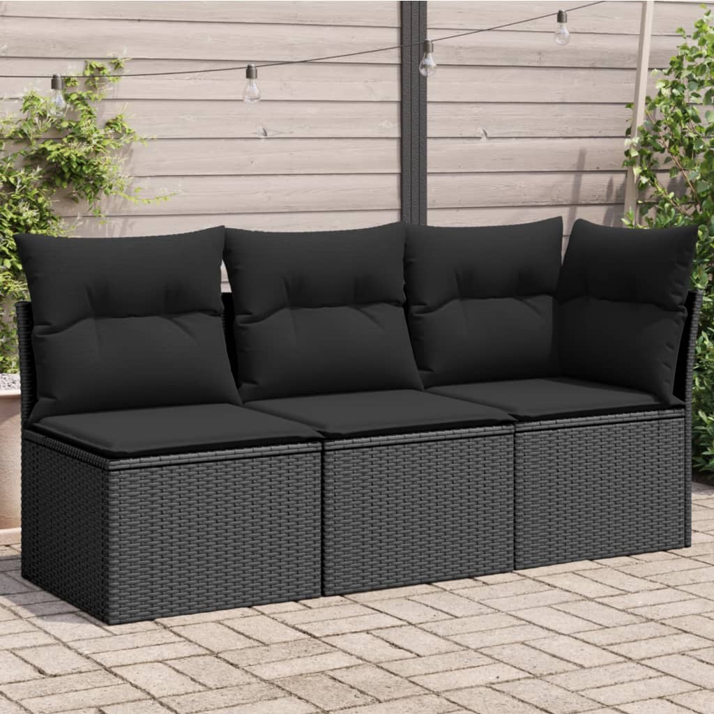 Gartensofa Mit Kissen 3-Sitzer Poly Rattan